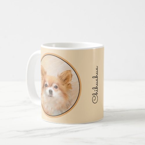 Chihuahua Long_Haired Dog Painting Original Art Coffee Mug