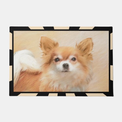 Chihuahua Long_Haired Dog Painting Original Art Doormat