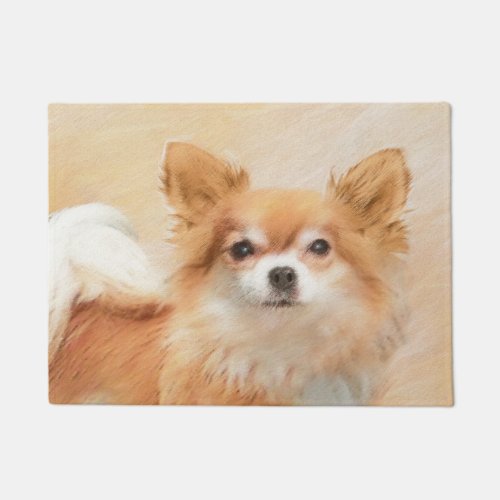 Chihuahua Long_Haired Dog Painting Original Art Doormat