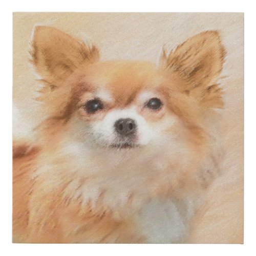 Chihuahua Long_Haired Dog Painting Original Art Faux Canvas Print