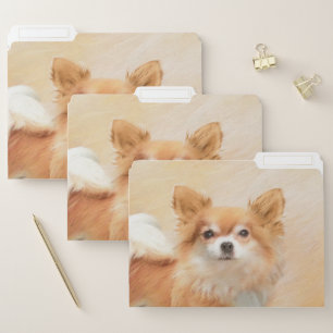 Chihuahua Long-Haired Dog Painting Original Art File Folder