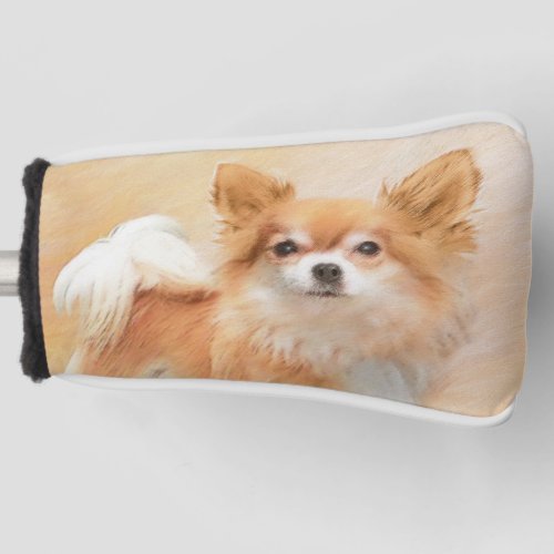 Chihuahua Long_Haired Dog Painting Original Art Golf Head Cover
