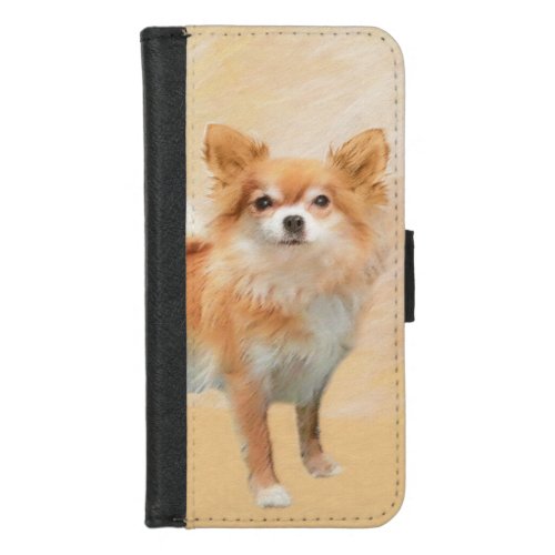 Chihuahua Long_Haired Dog Painting Original Art iPhone 87 Wallet Case