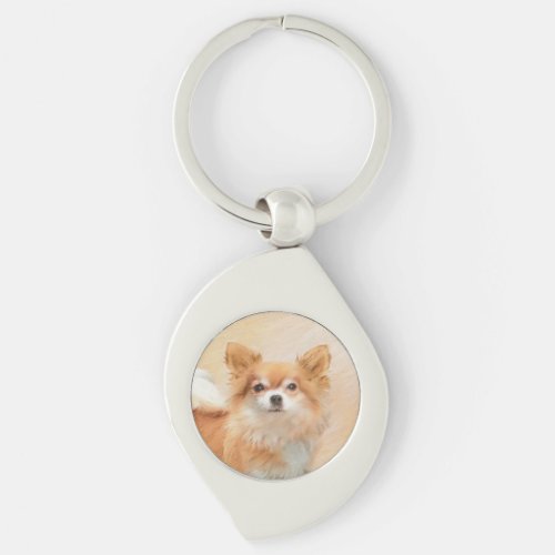 Chihuahua Long_Haired Dog Painting Original Art Keychain