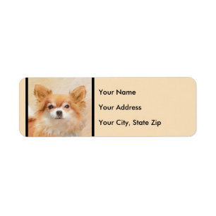 Chihuahua Long-Haired Dog Painting Original Art Label