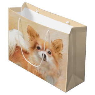 Chihuahua Long-Haired Dog Painting Original Art Large Gift Bag