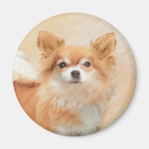 Chihuahua Long-Haired Dog Painting Original Art Magnet