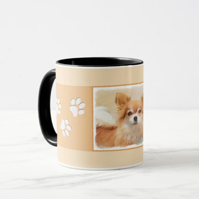 Chihuahua Long-Haired Dog Painting Original Art Mug (Front Left)