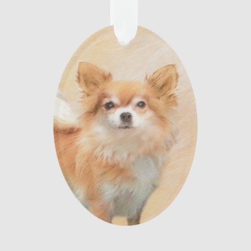 Chihuahua Long_Haired Dog Painting Original Art Ornament