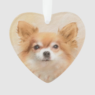 Chihuahua Long-Haired Dog Painting Original Art Ornament