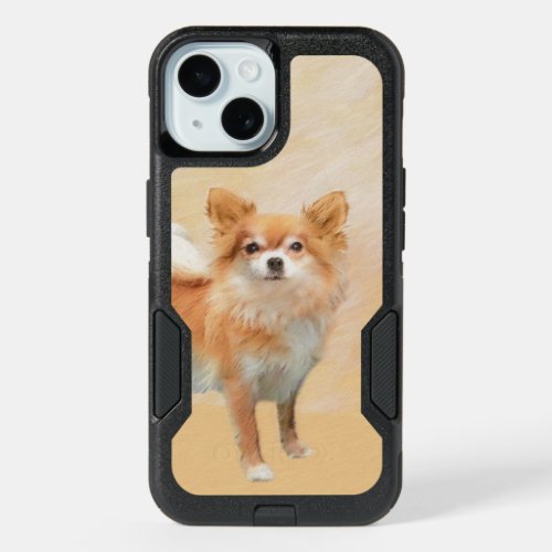 Chihuahua Long_Haired Dog Painting Original Art iPhone 15 Case