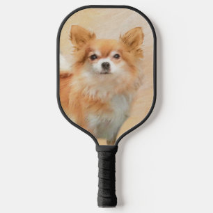 Chihuahua Long-Haired Dog Painting Original Art Pickleball Paddle