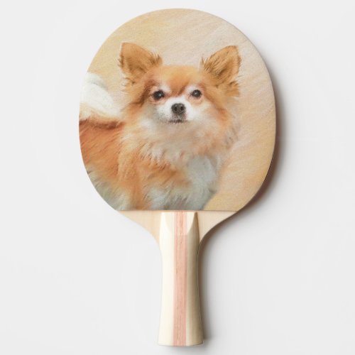 Chihuahua Long_Haired Dog Painting Original Art Ping Pong Paddle