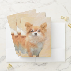 Chihuahua Long-Haired Dog Painting Original Art Pocket Folder