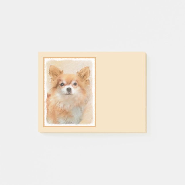 Chihuahua Long-Haired Dog Painting Original Art Post-it Notes (Front)