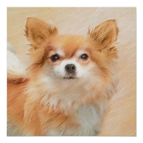 Chihuahua Long_Haired Dog Painting Original Art Poster