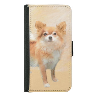 Chihuahua Long-Haired Dog Painting Original Art Samsung Galaxy S5 Wallet Case