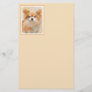 Chihuahua Long-Haired Dog Painting Original Art Stationery