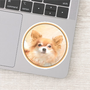 Chihuahua Long-Haired Dog Painting Original Art Sticker