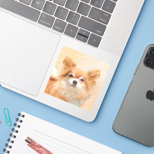Chihuahua Long-Haired Dog Painting Original Art Sticker