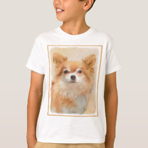 Chihuahua Long-Haired Dog Painting Original Art T-Shirt