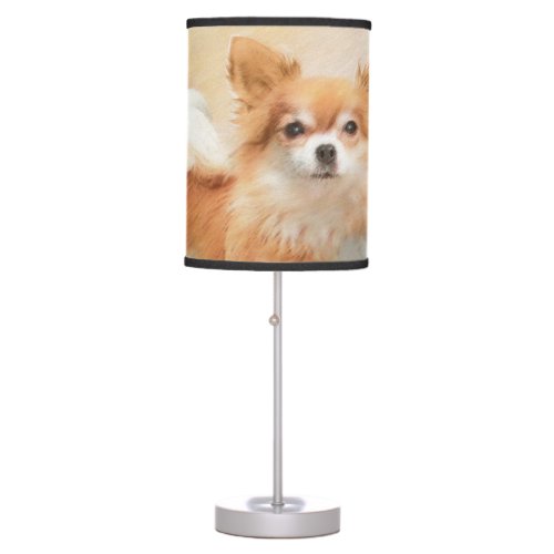 Chihuahua Long_Haired Dog Painting Original Art Table Lamp