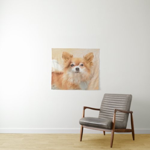 Chihuahua Long_Haired Dog Painting Original Art Tapestry