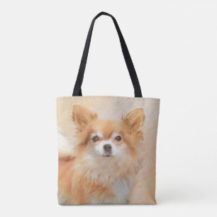 Chihuahua Long-Haired Dog Painting Original Art Tote Bag