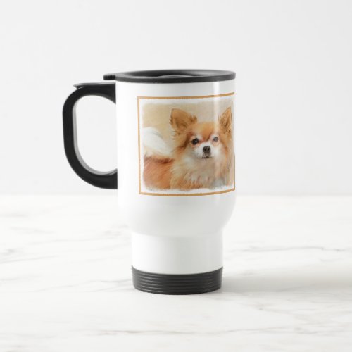 Chihuahua Long_Haired Dog Painting Original Art Travel Mug