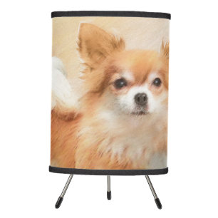 Chihuahua Long-Haired Dog Painting Original Art Tripod Lamp