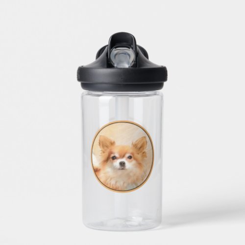 Chihuahua Long_Haired Dog Painting Original Art Water Bottle