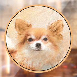 Chihuahua Long-Haired Dog Painting Original Art Window Cling