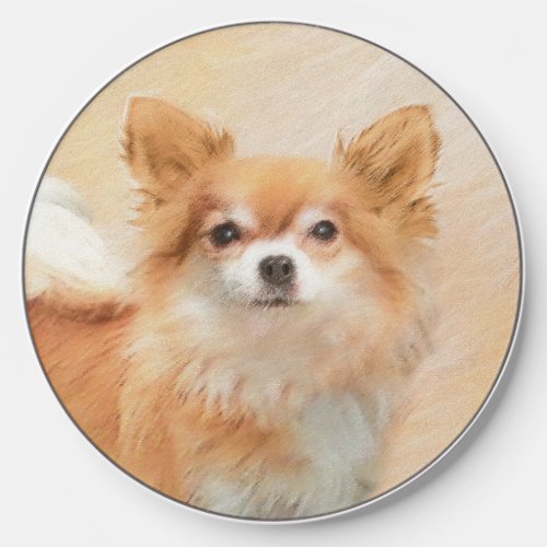 Chihuahua Long_Haired Dog Painting Original Art Wireless Charger