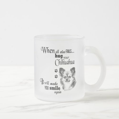Chihuahua long haired modern cute dog breed slogan frosted glass coffee mug
