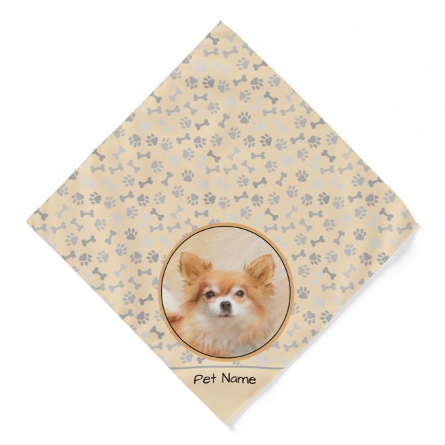 Chihuahua Long-Haired Painting Original Dog Art Bandana (Front)