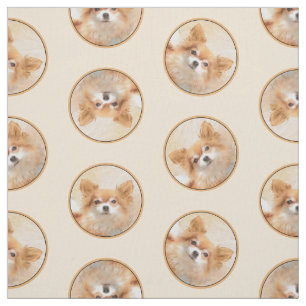 Chihuahua Long-Haired Painting Original Dog Art Fabric