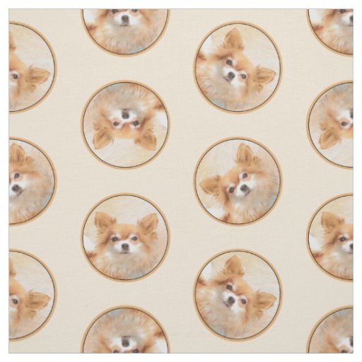 Chihuahua Long-Haired Painting Original Dog Art Fabric