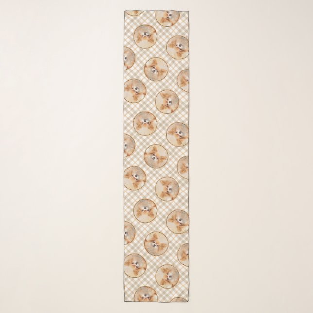 Chihuahua Long-Haired Painting Original Dog Art Scarf (Front)