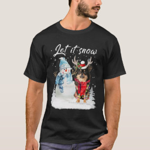 Chihuahua Long Haired Santa Dog Christmas Snowman T-Shirt