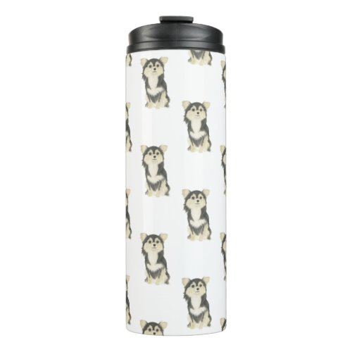 Chihuahua Long Haired Tricolor Thermal Tumbler