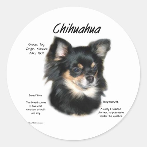 Chihuahua long History Design Classic Round Sticker