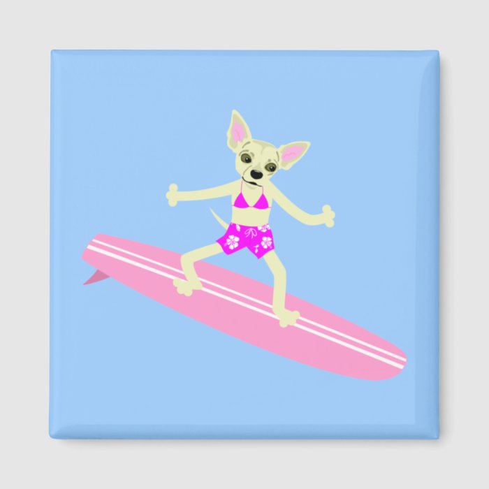 Chihuahua Longboard Surfer Girl Magnet