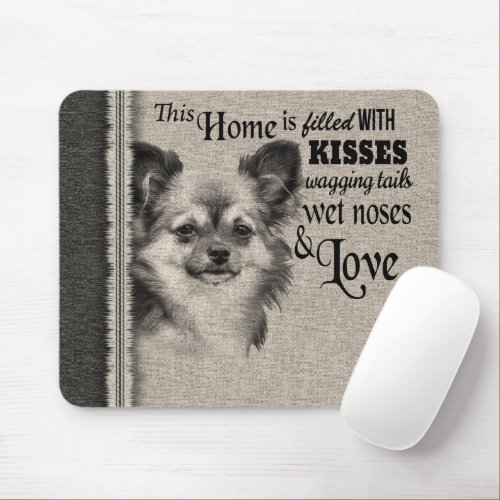 Chihuahua longhaired vintage portrait cute quote mouse pad