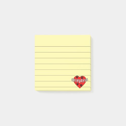 Chihuahua Love Lined 3x3 Post_it Notes