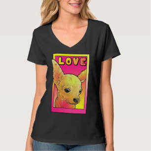 Chihuahua Love Pink And Yellow Pop Art T-Shirt