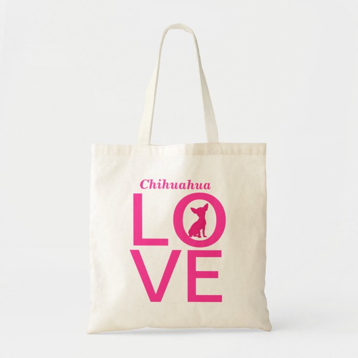Chihuahua love pink dog cute tote bag, gift idea