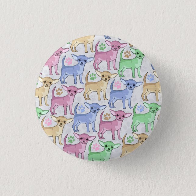 Chihuahua Lover Colorful Pattern Button (Front)