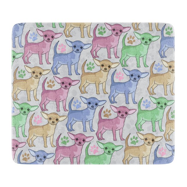 Chihuahua Lover Colorful Pattern Cutting Board (Front)