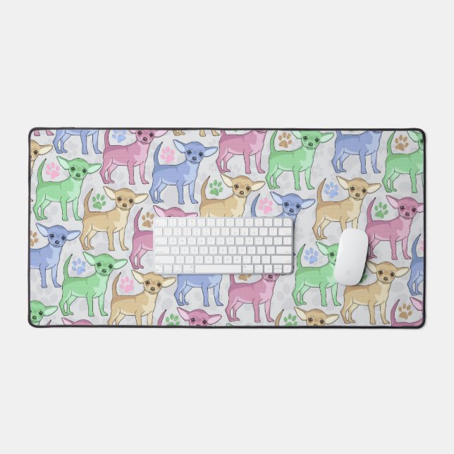 Chihuahua Lover Colorful Pattern Desk Mat (Keyboard & Mouse)