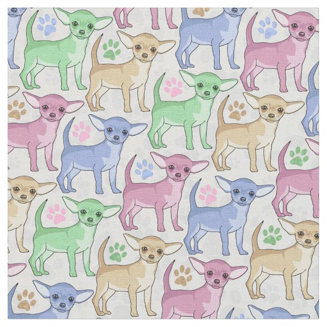 Chihuahua Lover Colorful Pattern Fabric (Close Up)